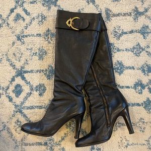 👀 NEW! Vintage Juicy Couture Tall Black Leather Jade Boots Size 8.5